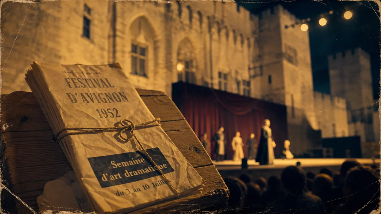 creation festival avignon : programme et Cour d’honneur du Palais des papes, Jean Vilar 1947