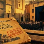 Durée festival d’Avignon, programme papier devant la Cour d’honneur