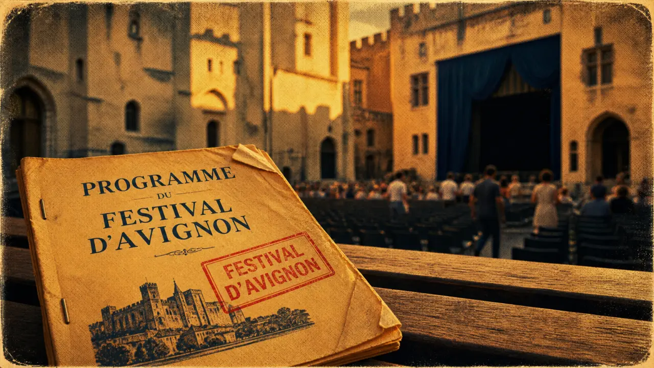 Durée festival d’Avignon, programme papier devant la Cour d’honneur