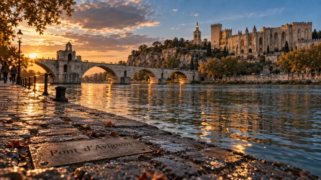 Avignon patrimoine mondial de l'UNESCO : pont Saint-Bénezet et Palais des Papes