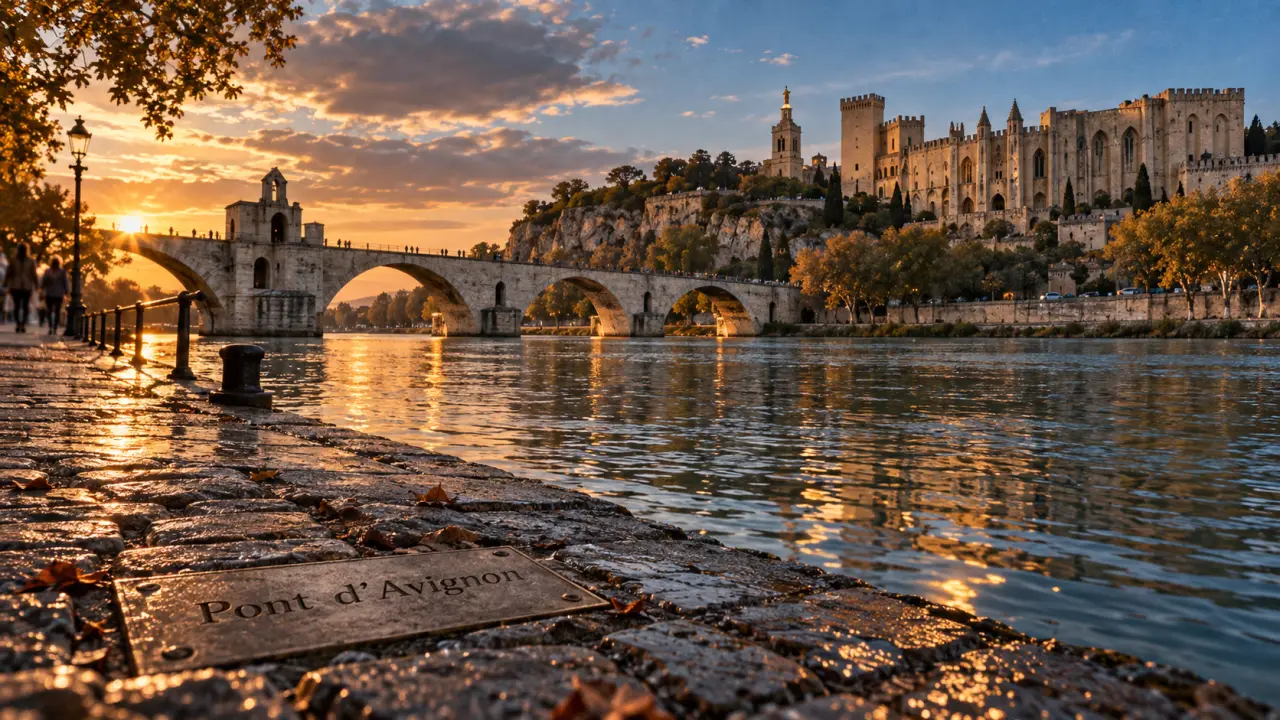 Avignon patrimoine mondial de l'UNESCO : pont Saint-Bénezet et Palais des Papes