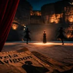 brel festival avignon : rideau rouge et micro sur scène