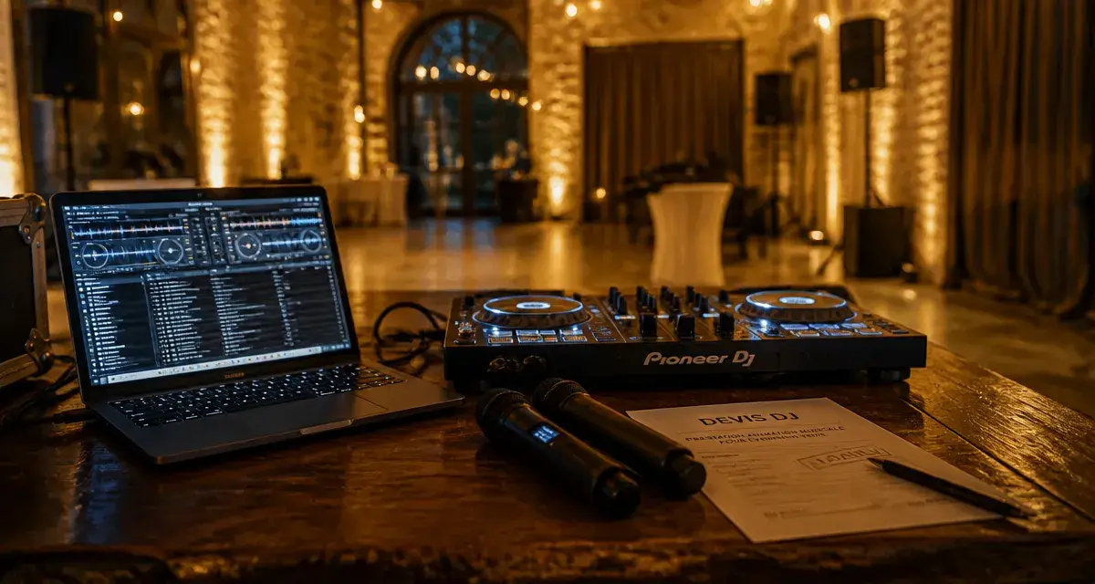 dj avignon : devis DJ tamponné, controller et micros en salle
