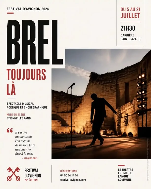 Spectacle inspiré de Jacques Brel au Festival d'Avignon dans une carrière en plein air