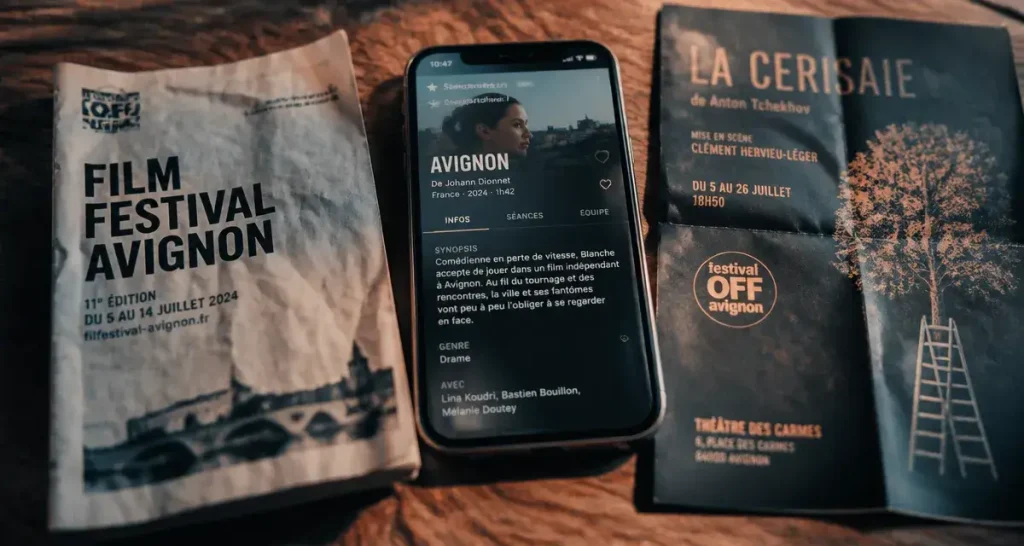 Film festival avignon : programme et fiche cinéma sur table