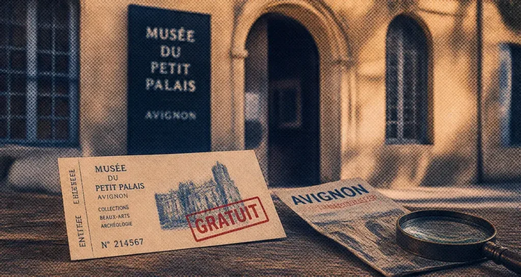 Musées municipaux avignon : billet d’entrée GRATUIT devant un musée