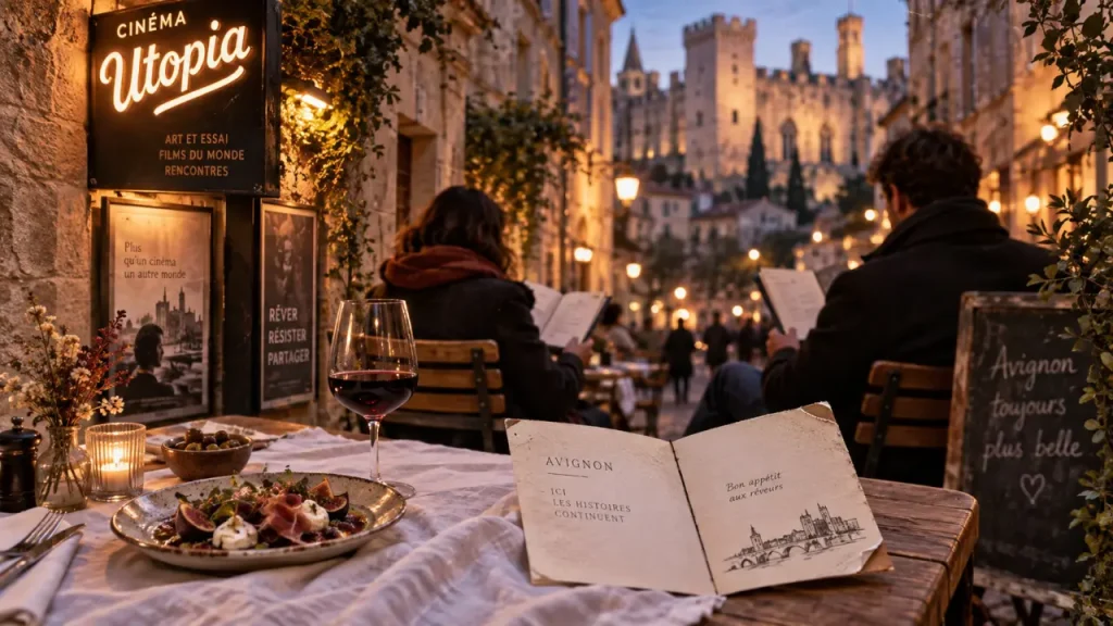 Utopia Avignon restaurant en terrasse près d’Utopia, repas avant ou après la séance