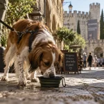 Visiter Avignon avec un chien : ruelle et remparts au soleil