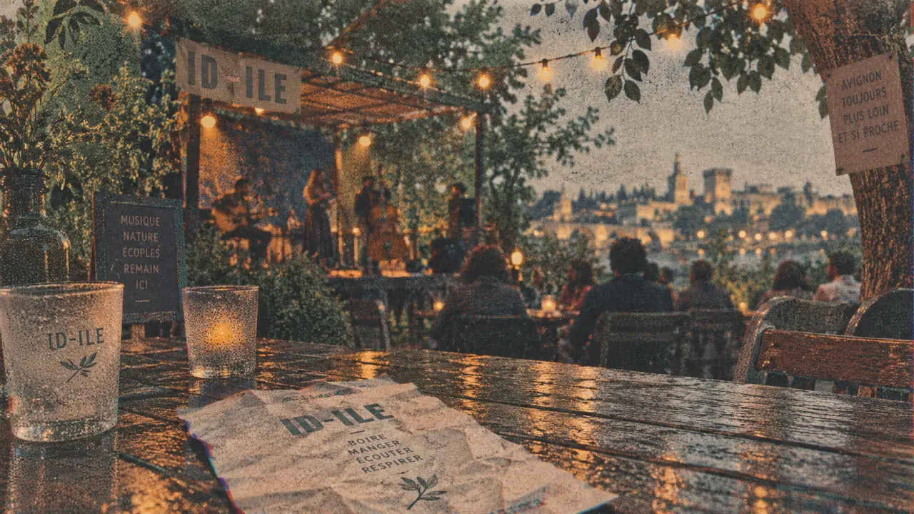 Festival idylle avignon sur la Barthelasse : musique et nature, guirlandes et terrasse
