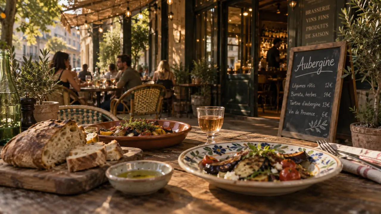 Restaurant aubergine villeneuve les avignon : terrasse ombragée, fait maison