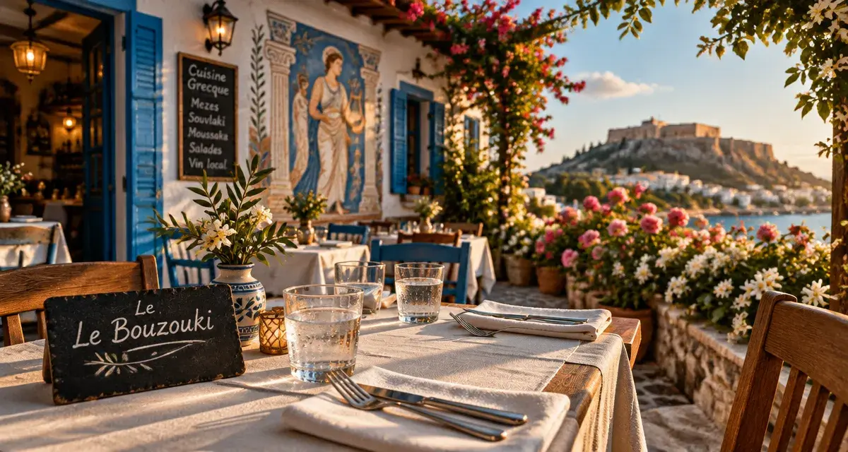 Restaurant grec villeneuve les avignon Le Bouzouki terrasse et véranda